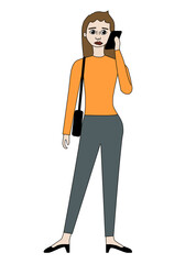 Woman standing cartoon character isolated - vector