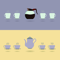 Coffee Pot With Cups Set Illustration