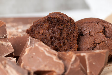 broken chocolate from cocoa