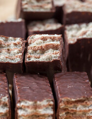 cocoa candies with waffles