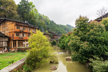 Fototapeta na wymiar Rural landscape of Zhaoxing Dong Village in southeast Guizhou, China