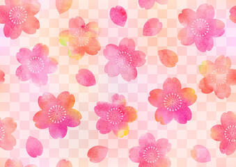 手書き 手描き 水彩 桜のパターン