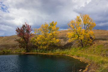 Fototapeta premium The Bugulma-Belebey Upland, the North-East of the Samara region. Lake Goluboye (Blue).