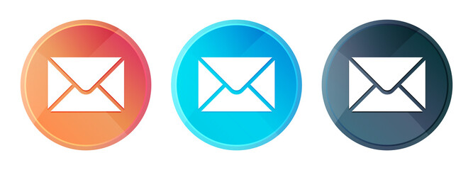 Email icon steam mist round button set shiny illustration