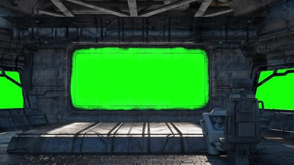 space station cockpit, view from the spacecraft’s cabin render 3d