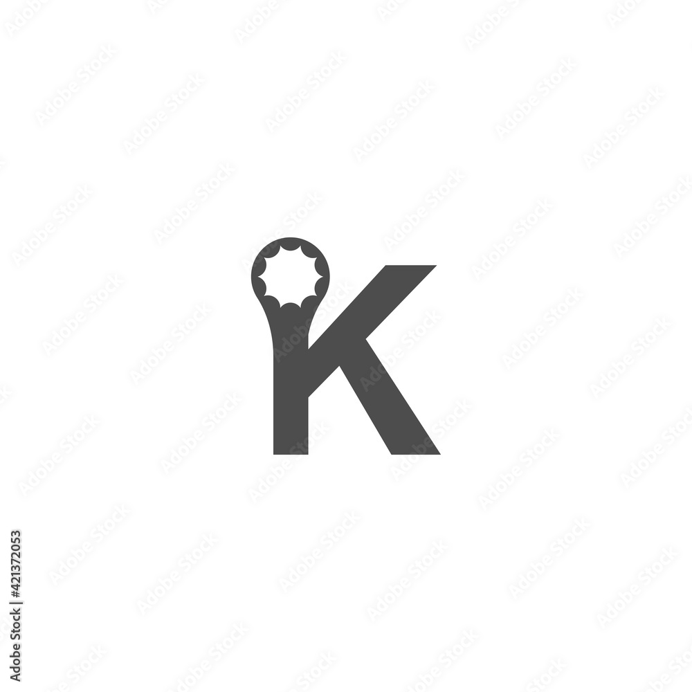 Wall mural letter k logo icon with wrench design vector