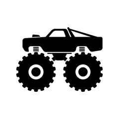 Monster truck icon. Black silhouette. Side view. Vector simple flat graphic illustration. The isolated object on a white background. Isolate. © far700