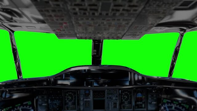 Inside a Spaceship Cockpit on a Green Screen render 3d