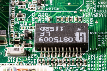 detail with selective focus of an electronic circuit board in Brazil