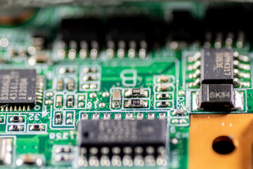 detail with selective focus of an electronic circuit board in Brazil