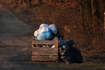 A pile of garbage in the street