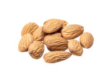 almond nut isolated on white background. prunus dulcis cut out