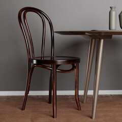
Environment for ecommerce with decorative frames with dining table with classic chairs modern ceramic vases.