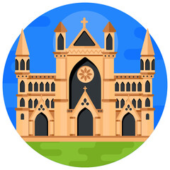 
Famous church in england, st albans cathedral flat rounded icon 

