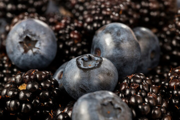 fresh blackberries with blueberries
