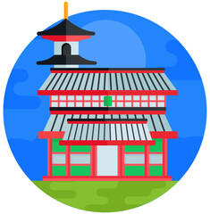 
A sensoji temple in flat rounded icon design


