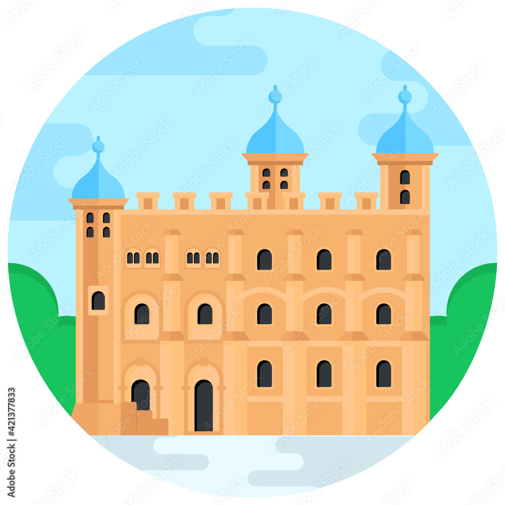 Wall mural tower of london, an old castle flat round icon