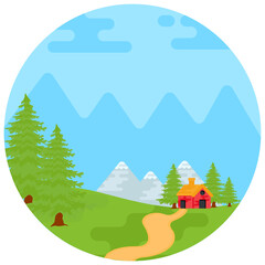 
An island landscape flat rounded icon

