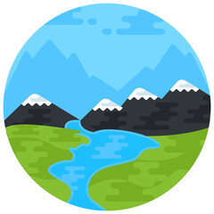 
Snow covered trees making a perfect landscape, flat icon

