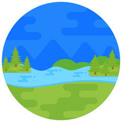 
Flat rounded icon of beach landscape


