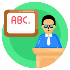 
English lecture flat rounded icon, 

