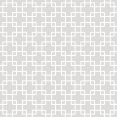 Square grid vector seamless pattern. Subtle abstract geometric texture with lines, squares, rhombus, mesh, lattice, grill. Simple gray and white background. Repeat design for decor, print, wallpaper