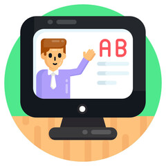 
Website coding in flat round icon, 

