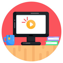 
Website coding in flat round icon, 

