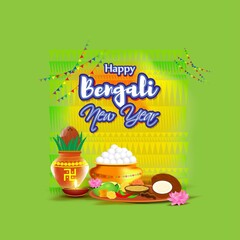 vector illustration of Pohela Boishakh means Bengali New Year ,also known a Subho Nabo Barso.