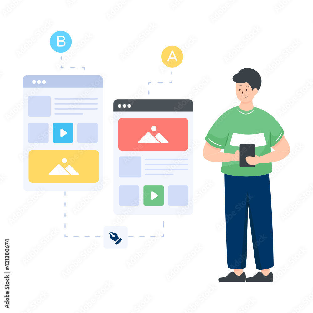Wall mural web browser in flat illustration editable vector design