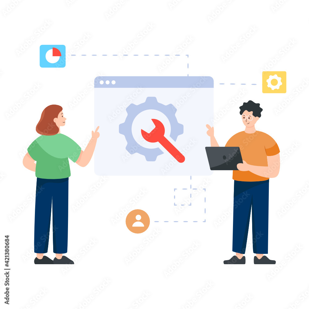 Wall mural web development in flat illustration editable vector design