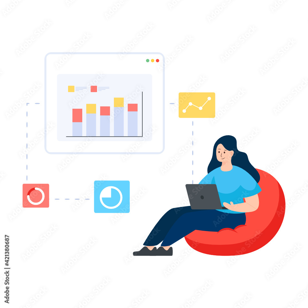 Wall mural web development in flat illustration editable vector design