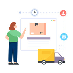 
delivery flat illustration vector, smart shipment 

