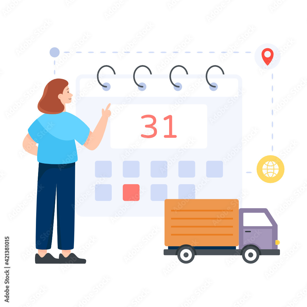 Canvas Prints delivery date flat illustration vector,