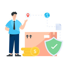 
Warehouse operator flat illustration vector, 

