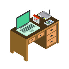 Isometric office desk