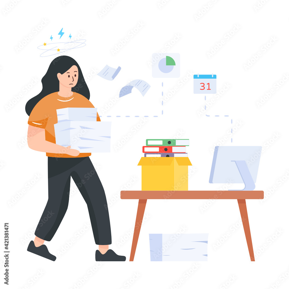 Sticker 
Workload in flat editable illustration design 

