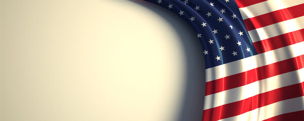 The United States Flag. 3d illustration of the waving national flag with a copy space.