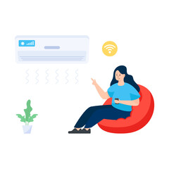 
Smart air conditioner flat vector download

