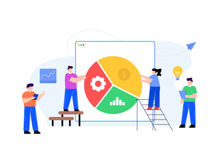 
An illustration of business workspace in flat vector 

