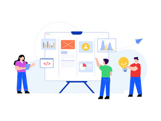 
An illustration of business workspace in flat vector 

