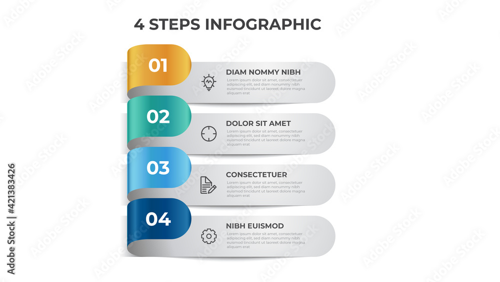 Poster list layout with 4 points of steps diagram, infographic element template vector.