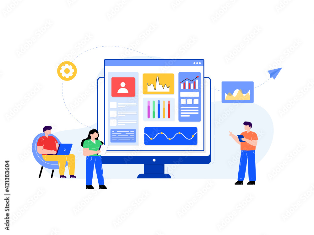 Canvas Prints illustration of web construction in flat editable design