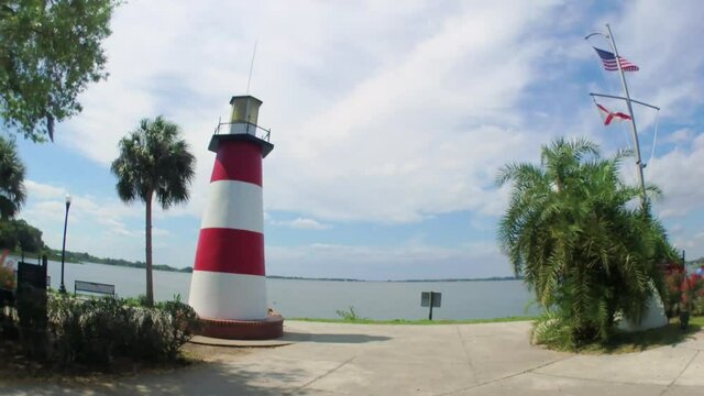 Lighthouse at Lake Dora during the late morning at Mt Dora Florida