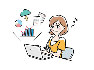 オフィス　サクサク仕事をこなす女性