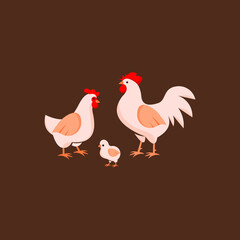 Chicken Flat Illustration Poultry and Farm Animal Vector Graphic Design Template