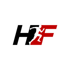 hf run logo design vector icon