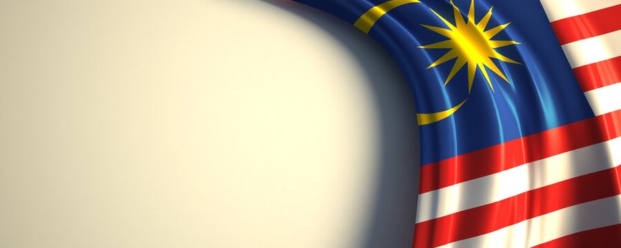 Malaysia Flag. 3d illustration of the waving national flag with a copy space.
Asia country flag.