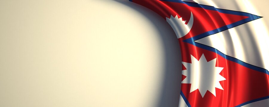 Nepal Flag. 3d illustration of the waving national flag with a copy space.
Asia country flag.
