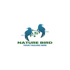 twin Bird nature logo vector design template